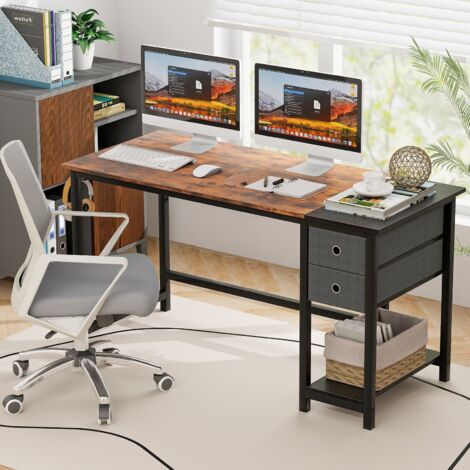 140 cm Home Office Desk Writing Desk Modern Computer Workstation with 2 Drawers