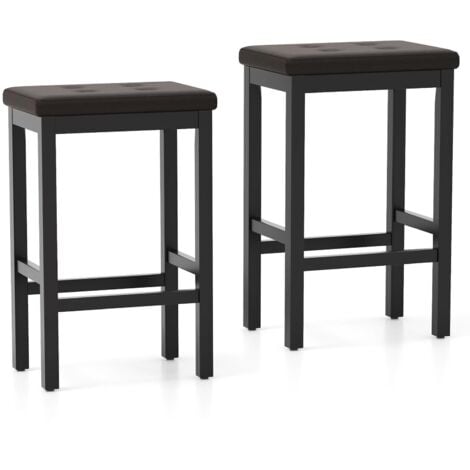 Set of 2 Bar Stools 61cm Counter Height Stool Kitchen Modern Breakfast Stool