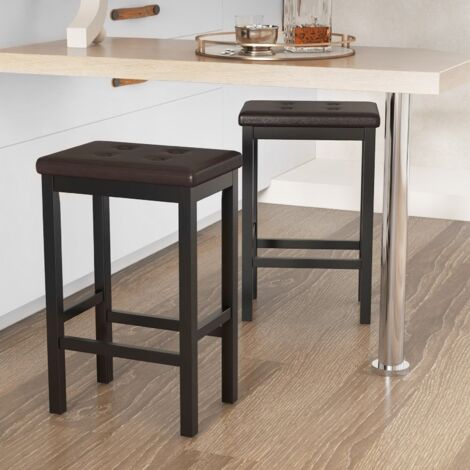 Set of 2 Bar Stools 61cm Counter Height Stool Kitchen Modern Breakfast Stool