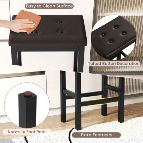 Set of 2 Bar Stools 61cm Counter Height Stool Kitchen Modern Breakfast Stool