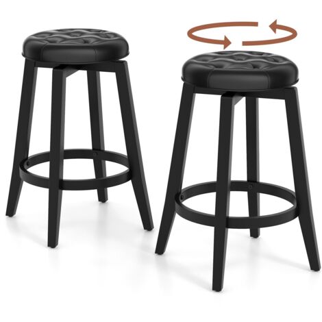 Set of 2 Bar Stools Kitchen Upholstered Counter Height Chair 360 °Swivel 66cm (1/5)