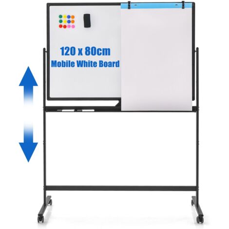 Portable Double-Sided Magnetic Mobile Whiteboard Adjustable Rolling Erase Board (1/5)
