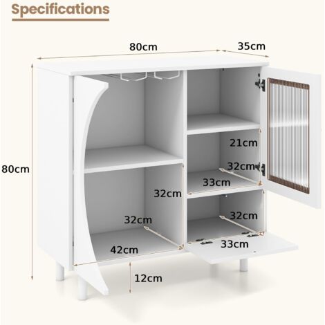 Kitchen Sideboard Wooden Buffet Cabinet Cupboard Free-standing Wine Cabinet