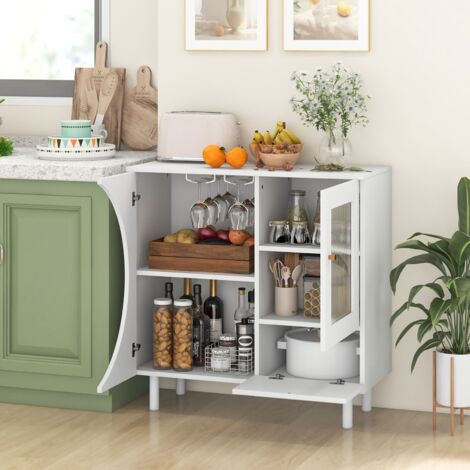 Kitchen Sideboard Wooden Buffet Cabinet Cupboard Free-standing Wine Cabinet