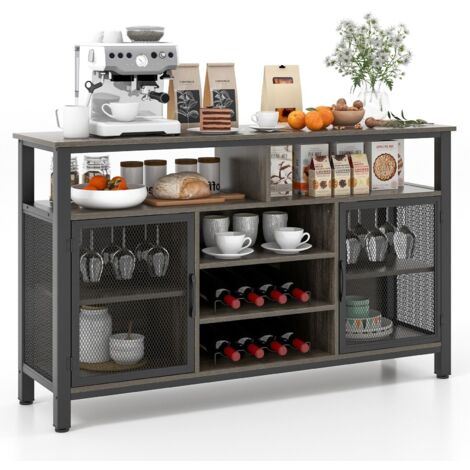 Wine Bar Cabinet 140cm Industrial kitchen Buffet Sideboard with storage (1/5)