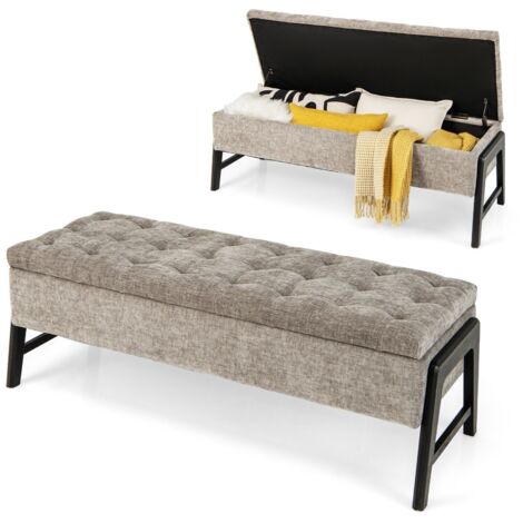 Modern Chenille Storage Bench Upholstered Tufted Ottoman Bench