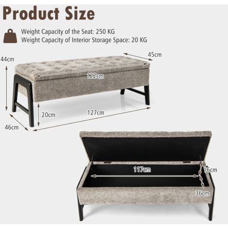 Modern Chenille Storage Bench Upholstered Tufted Ottoman Bench