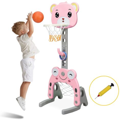 3-in-1 Kids Basketball Hoop Stand Set Ring Toss Portable Sport Activity Center (1/5)