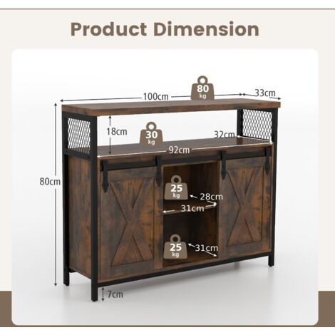 Buffet Cabinet Farmhouse Coffee Bar Cabinet Kitchen Storage Sideboard