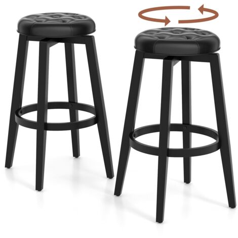 Set of 2 Bar Stools Kitchen Upholstered Counter Height Chair 360 °Swivel 76cm (1/5)