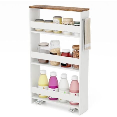 3-tier Slim Storage Cart Narrow Rolling Kitchen Serving Cart w/ Open Shelves