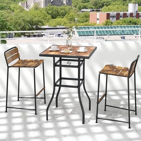 Patio Bar Table 70cm Outdoor Square Tabletop Bar Height Table