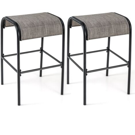 Patio Bar Stools Set of 2 76 cm Outdoor Metal Bar Height Bistro Stools (1/5)