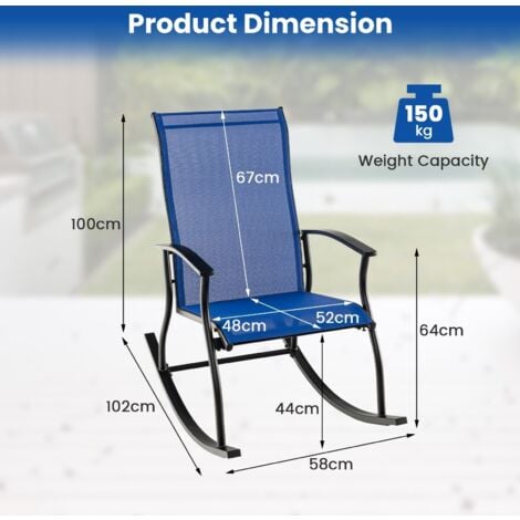 2 Pieces Outdoor Rocking Chairs Patio Cozy Rockers w/Breathable Backrest