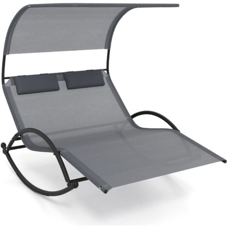 Outdoor Rocking Daybed Outdoor Double Chaise Rocker Rocking Daybed Sun Lounger w/ Canopy