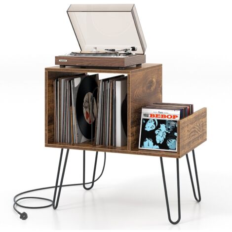 COSTWAY Record Player Stand Turntable Stand with Vinyl Divider & Display Shelf (1/5)