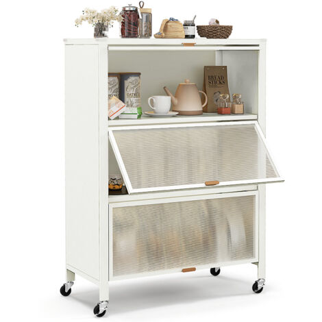 4-Tier Kitchen Bakers Rack Metal Microwave Stand Spacious Kitchen Storage Shelf (1/5)