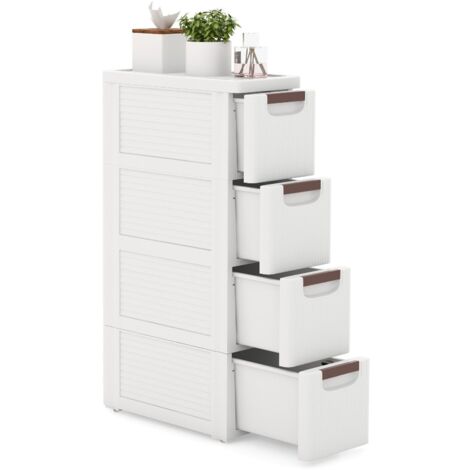 Narrow Storage Cabinet For Small Space 4-Drawer Rolling Organizer Unit