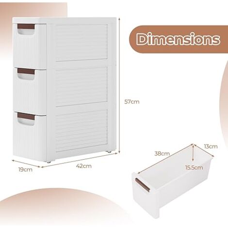 3-Drawer Rolling Organizer Unit with Built-In Wheels
