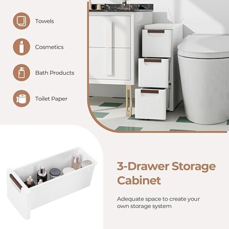 3-Drawer Rolling Organizer Unit with Built-In Wheels