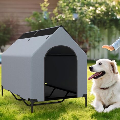 132cm Elevated Dog House for Large Breeds w/ Ventilated Windows & Removable Cover for Indoor Outdoor