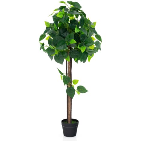 Artificial Hydrangea Tree Fake Potted Silk Tree w/ Real Wood Trunk (1/5)