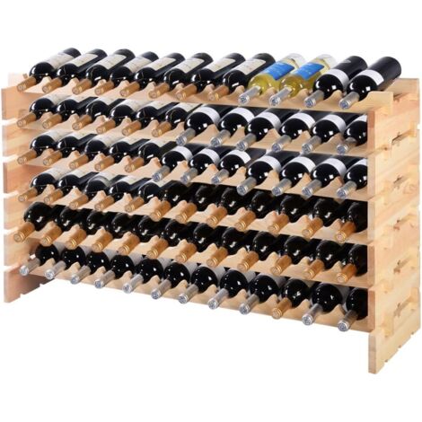 6-Tier Wooden Wine Rack 72 Bottles Stackable Wine Holder Free Standing Wine Bottle Display Storage Organizer (1/5)