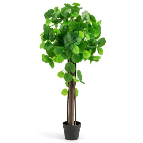Artificial Crabapple Tree Fake Plant in Pot w/ Real Wood Trunk & Adjustable Branches (1/5)