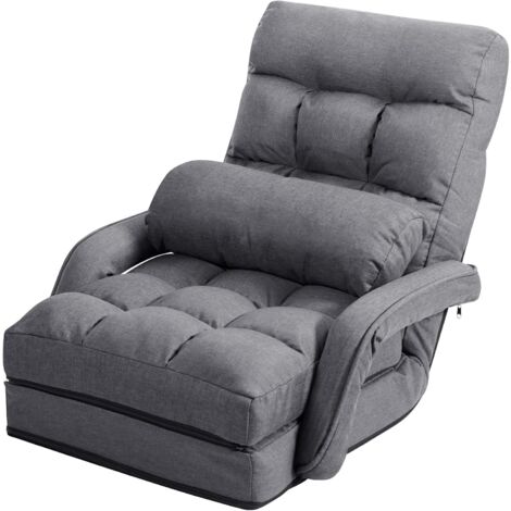 2 IN 1 Folding Lazy Sofa Lounger Floor Gaming Armchair Bed Recliner Adjustable (1/5)