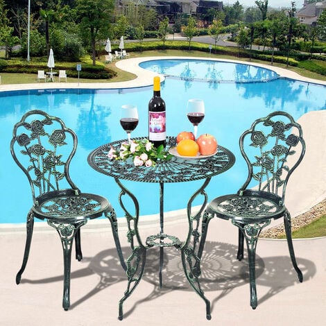 Aluminium Cafe Bistro Set Patio Cast Garden Outdoor Furniture Table and Chairs