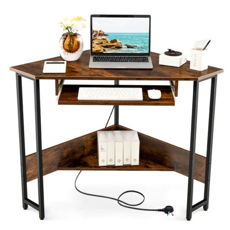 COSTWAY Corner Desk Small Computer Desk Triangle Laptop Workstation