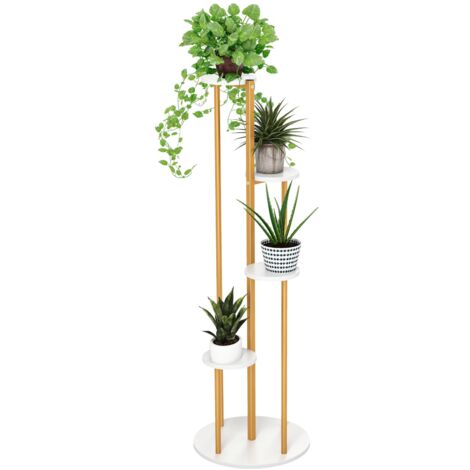 Indoor Metal Plant Stand Tall Corner Plant Shelf for Potted Plant-White (1/5)