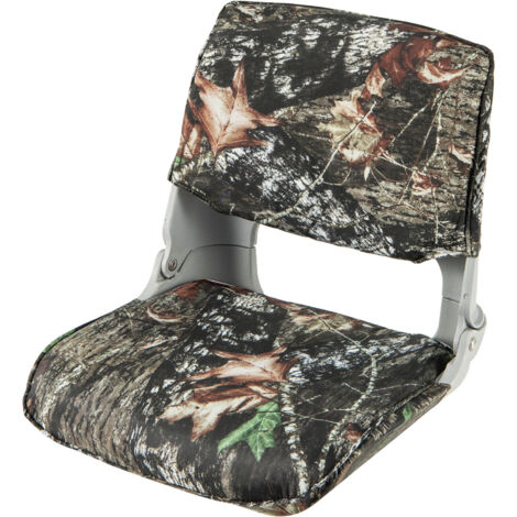 COSTWAY Outdoor Low Back Padded Boat Seat Folding Fishing Captain Boat Seat with Cushion