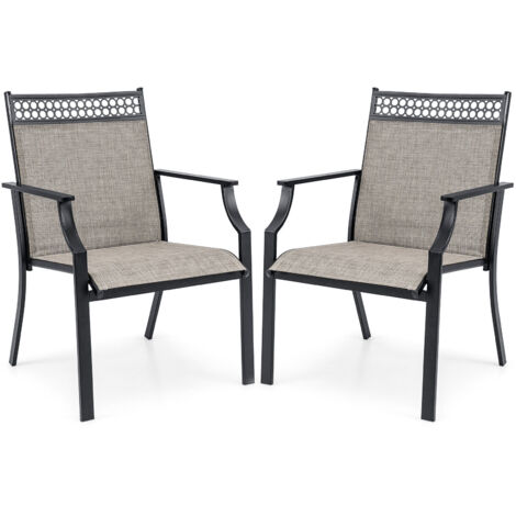COSTWAY Patio Dining Chairs Set of 2 All Weather Heavy-duty Outdoor High Back Armchairs (1/5)