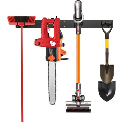 COSTWAY Garage Tool Storage Rack, Wall Mounted Storage Organizer w/4 Double Layer Hooks (1/5)