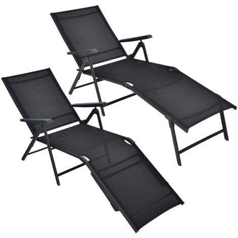 COSTWAY 2Pcs Patio Foldable Chaise Lounge Chair Outdoor Portable Reclining Chair