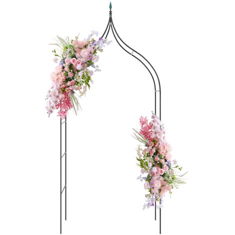 COSTWAY Gothic Style Garden Arbor Garden Trellis Pergola w/ Side Crossbars