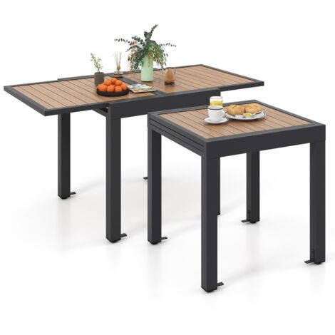 COSTWAY Extendable Patio Dining Table Wood-like Aluminum Table 4-6 People (1/5)