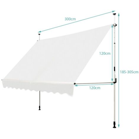 3M Telescopic Canopy Retractable Adjustable Outdoor Clamp Awning Sun Shelter