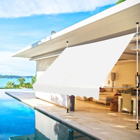 3M Telescopic Canopy Retractable Adjustable Outdoor Clamp Awning Sun Shelter