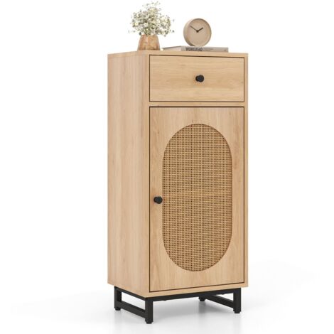 COSTWAY PE Rattan Storage Cabinet Floor Cabinet w/ Slide Out Drawer (1/5)