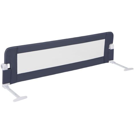 COSTWAY Foldable Bed Rail Toddlers 152cm Swing Down Baby Bed Guard Rail-Grey (1/5)