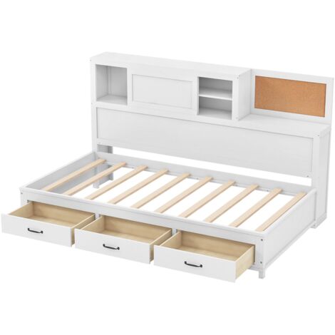 COSTWAY Daybed Frame with 3 Storage Drawers Single Guest Bed (1/5)