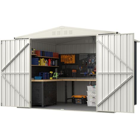 COSTWAY 246 x 193 CM Metal Outdoor Storage Shed Snap-on Structures