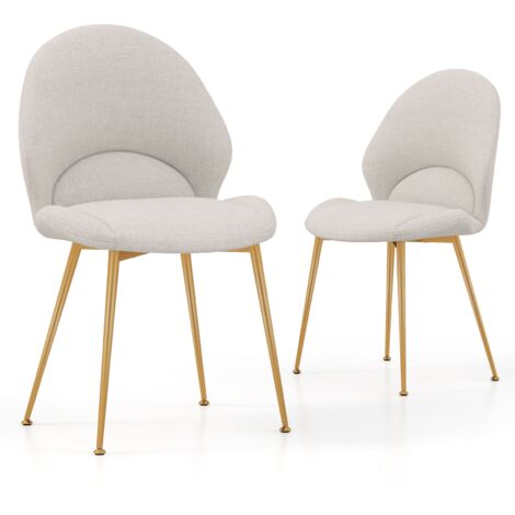 COSTWAY Dining Chairs Set of 2 Upholstered Accent Chairs w/ Curved Backrest (1/5)