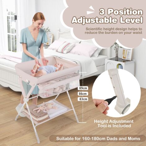 Diaper Changing Station Foldable Baby Changing Table w/Lockable Wheels