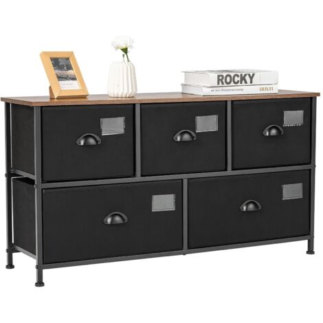 COSTWAY 5-Drawer Storage Dresser Wide Storage Organizer Unit w/ Fabric Bins