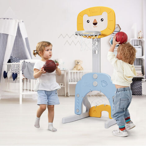 COSTWAY 3-in-1 Basketball Hoop Set Stand Toddler Basketball Hoop Indoor & Outdoor Toys