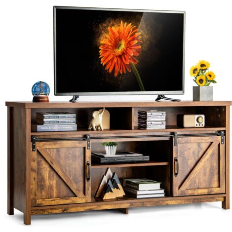 Tv stand with sliding barn doors discount