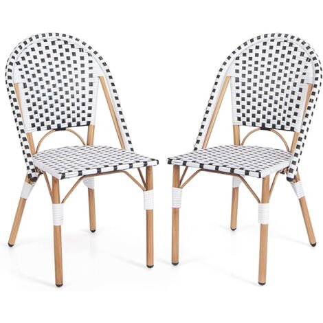 French Bistro Chair Set of 2 Outdoor Armless Dining Chairs
